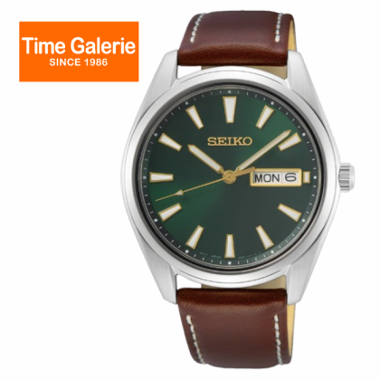 SEIKO SUR449P1 DAY/DATE FUNCTION BROWN LEATHER STRAP MEN WATCH