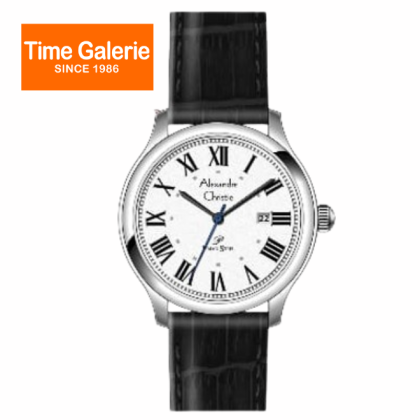 Alexandre Christie ALCW1042MDLSSSL Date Function White Dial Silver Case Black Leather Strap Men Watch Alexandre Christie ALCW1042MDLSSSL Date Function White Dial Silver Case Black Leather Strap Men Watch