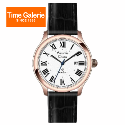 Alexandre Christie ALCW1042MDLRGSL Date Function White Dial Rose Gold Case Black Leather Strap Men Watch Alexandre Christie ALCW1042MDLRGSL Date Function White Dial Rose Gold Case Black Leather Strap Men Watch