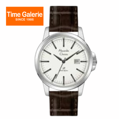 Alexandre Christie ALCW1008MDLSSSL White Dial Silver Case Leather Strap Analog Men Watch Alexandre Christie ALCW1008MDLSSSL White Dial Silver Case Leather Strap Analog Men Watch