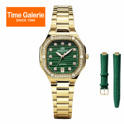Roscani ROSWE615G7 Green Dial 30X30MM Gold Stainless Steel Strap + Free Leather Strap Analog Women Watch Roscani ROSWE615G7 Green Dial 30X30MM Gold Stainless Steel Strap + Free Leather Strap Analog Women Watch