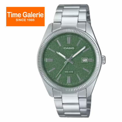 Casio MTP-1302DA-3AV Date Display Green Dial Stainless Steel Strap Analog Men Watch Casio MTP-1302DA-3AV Date Display Green Dial Stainless Steel Strap Analog Men Watch
