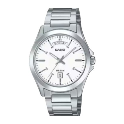 Casio General MTP-1370D-7A3V White Dial Date Display Stainless Steel Band Analog Men Watch Casio General MTP-1370D-7A3V White Dial Date Display Stainless Steel Band Analog Men Watch