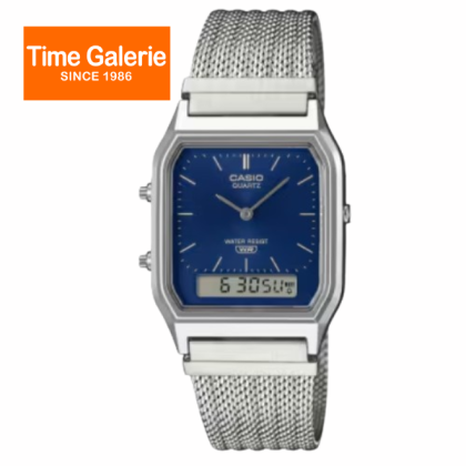 Casio Vintage AQ-230EM-2A Stainless Steel Mesh Band Analog-Digital Unisex Watch Casio Vintage AQ-230EM-2A Stainless Steel Mesh Band Analog-Digital Unisex Watch