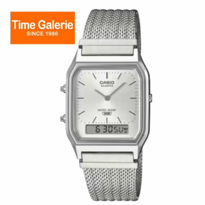Casio Vintage AQ-230EM-7A Stainless Steel Mesh Band Analog-Digital Unisex Watch Casio Vintage AQ-230EM-7A Stainless Steel Mesh Band Analog-Digital Unisex Watch