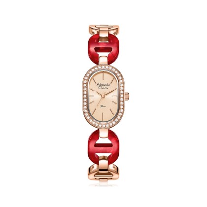 Alexandre Christie ALCW2C04LHBRGRE 3ATM Rose Gold-Red Band Analog Women Watch Alexandre Christie ALCW2C04LHBRGRE 3ATM Rose Gold-Red Band Analog Women Watch