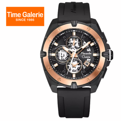 Alexandre Christie ALCW6693MCRBRBA Chronograph Black Silicone Strap Analog Men Watch Alexandre Christie ALCW6693MCRBRBA Chronograph Black Silicone Strap Analog Men Watch