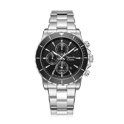 Alexandre Christie ALCW6141XXVMSSBA Black Dial Stainless Steel Band Analog Men Watch Alexandre Christie ALCW6141XXVMSSBA Black Dial Stainless Steel Band Analog Men Watch