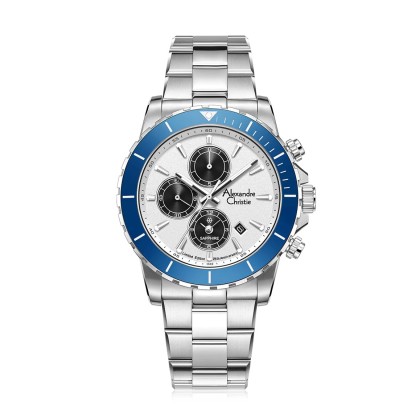 Alexandre Christie ALCW6141XXVMSSSLBU White Dial Stainless Steel Band Analog Men Watch Alexandre Christie ALCW6141XXVMSSSLBU White Dial Stainless Steel Band Analog Men Watch