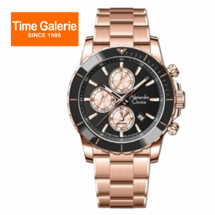 Alexandre Christie ALCW6141XXVMRGBA Black Dial Rose Gold Stainless Steel Band Analog Men Watch Alexandre Christie ALCW6141XXVMRGBA Black Dial Rose Gold Stainless Steel Band Analog Men Watch