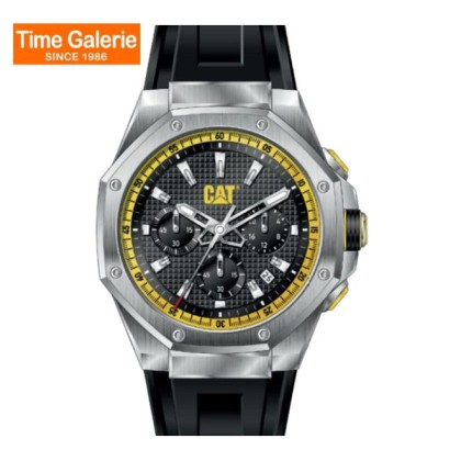 CAT Hexline Chrono AW.143.21.127 Black Dial Silicone Strap Men Watch CAT Hexline Chrono AW.143.21.127 Black Dial Silicone Strap Men Watch