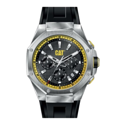 CAT Hexline Chrono AW.143.21.127 Black Dial Silicone Strap Men Watch CAT Hexline Chrono AW.143.21.127 Black Dial Silicone Strap Men Watch
