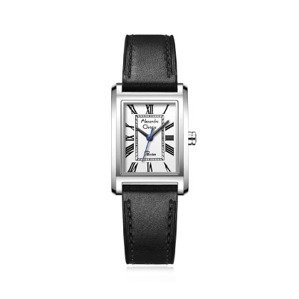 Alexandre Christie ALCW2B98LHLSSSL White Dial Silver Case Black Leather Strap Analog Women Watch Alexandre Christie ALCW2B98LHLSSSL White Dial Silver Case Black Leather Strap Analog Women Watch