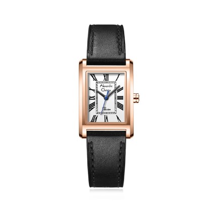 Alexandre Christie ALCW2B98LHLRGSL White Dial Rose Gold Case Black Leather Strap Women Analog Watch Alexandre Christie ALCW2B98LHLRGSL White Dial Rose Gold Case Black Leather Strap Women Analog Watch