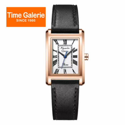 Alexandre Christie ALCW2B98LHLRGSL White Dial Rose Gold Case Black Leather Strap Women Analog Watch Alexandre Christie ALCW2B98LHLRGSL White Dial Rose Gold Case Black Leather Strap Women Analog Watch