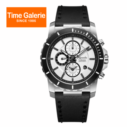 Alexandre Christie ALCW6141MCLSSSL Chronograph White Dial Black Leather Strap Chronograph Analog Men Watch Alexandre Christie ALCW6141MCLSSSL Chronograph White Dial Black Leather Strap Chronograph Analog Men Watch