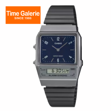 CASIO VINTAGE AQ-800EB-2A BLACK STAINLESS STEEL BAND ANALOG-DIGITAL UNISEX WATCH