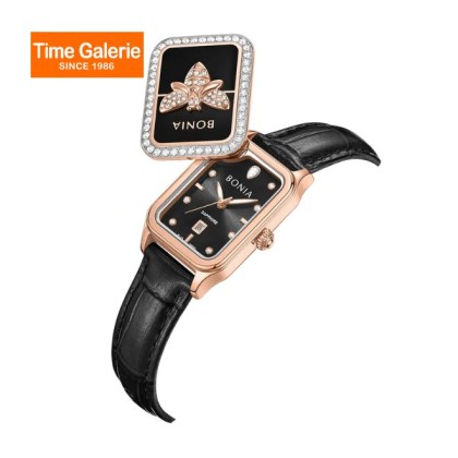 Bonia Bee Elegance BNB10930-2533S Black Leather Strap Women Watch Bonia Bee Elegance BNB10930-2533S Black Leather Strap Women Watch