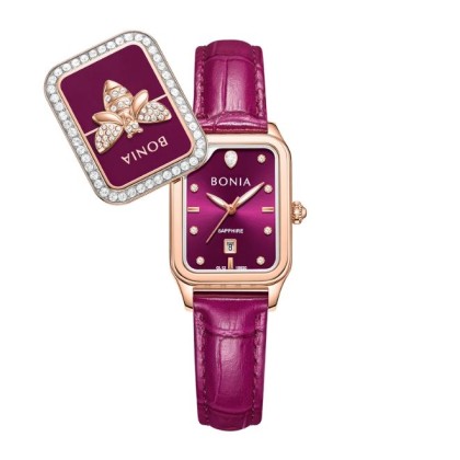 Bonia Bee Elegance BNB10930-2563S Purple Leather Strap Women Watch Bonia Bee Elegance BNB10930-2563S Purple Leather Strap Women Watch