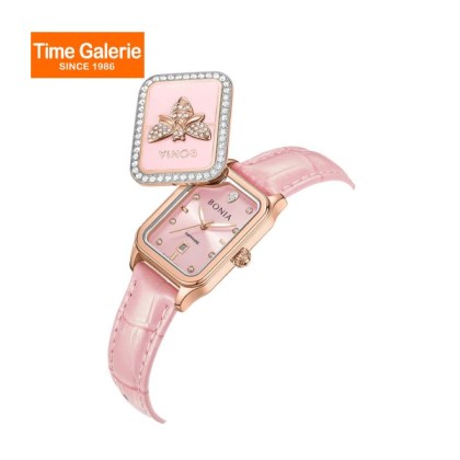 Bonia Bee Elegance BNB10930-2573S Pink Leather Strap Women Watch Bonia Bee Elegance BNB10930-2573S Pink Leather Strap Women Watch