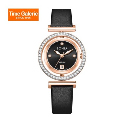 Bonia Elegance BNB10926-2537S Black Leather Strap Women Watch Bonia Elegance BNB10926-2537S Black Leather Strap Women Watch
