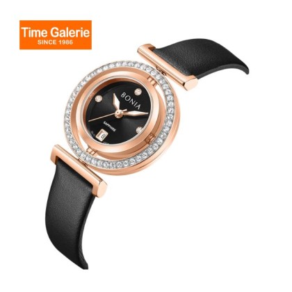 Bonia Elegance BNB10926-2537S Black Leather Strap Women Watch Bonia Elegance BNB10926-2537S Black Leather Strap Women Watch
