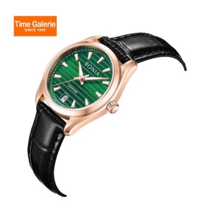 Bonia Elegance BNB10916-2592 Black Leather Strap Women Watch 
