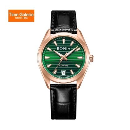 Bonia Elegance BNB10916-2592 Black Leather Strap Women Watch 