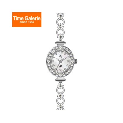 Paris Polo Club PPC-FD12-SL-WE Sparkling Crystal Bezel Bracelet Strap Women Watch
