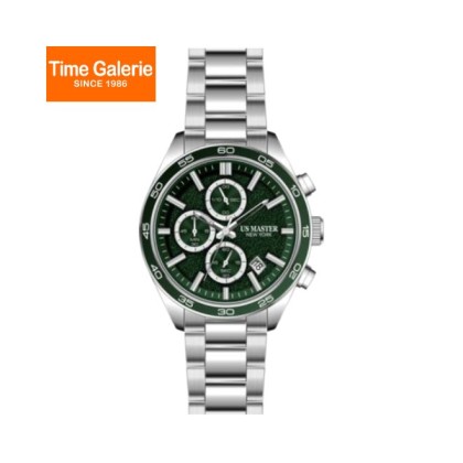 U.S Master Polo Club USM-FE02-SL-GN Green Dial Solid Steel Band Men Watch U.S Master Polo Club USM-FE02-SL-GN Green Dial Solid Steel Band Men Watch