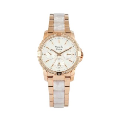 Alexandre Christie ALCW6141BFBRGSL2 White Dial Dual Tone Stainless Steel Women Watch Alexandre Christie ALCW6141BFBRGSL2 White Dial Dual Tone Stainless Steel Women Watch