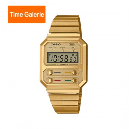 CASIO GENERAL A100WEG-9ADF (Casio Vintage Gold Stainless Steel Band Youth Watch)