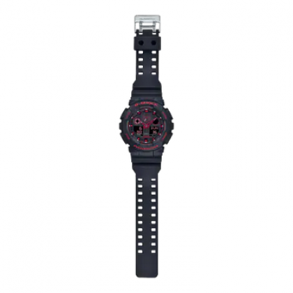 Casio G-Shock Ignite Red Series GA-100BNR-1A Black Resin Band Men