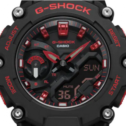 Casio G-Shock Ignite Red Series GA-2200BNR-1A Black Resin Band Men Sports Watch