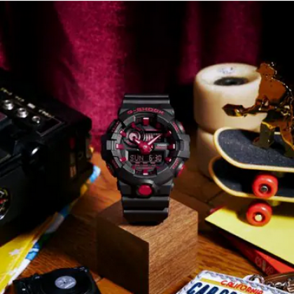 Casio G-Shock Ignite Red Series GA-700BNR-1A Black Resin Band Men Sports Watch Casio G-Shock Ignite Red Series GA-700BNR-1A Black Resin Band Men Sports Watch