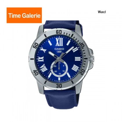Casio General MTP-VD200L-2B Navy Blue Leather Band Men Watch