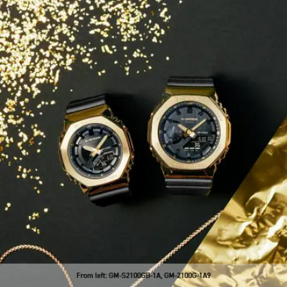 Casio G-Shock Women Black x Gold Series GM-S2100GB-1A Black Resin Band Sports Watch