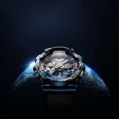 Casio G-Shock x Planet Earth GM-110EARTH-1A Black Resin Band Men Sport Watch