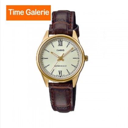 Casio General LTP-V005GL-9BUDF Analog Gold Dial Brown Leather Band Women Watch Casio General LTP-V005GL-9BUDF Analog Gold Dial Brown Leather Band Women Watch