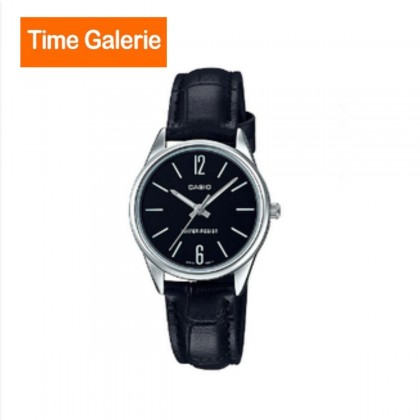 Casio LTP-V005L-1B Quartz Black Dial Stainless Steel Case Black Leather Strap Women's Watch Casio LTP-V005L-1B Quartz Black Dial Stainless Steel Case Black Leather Strap Women's Watch