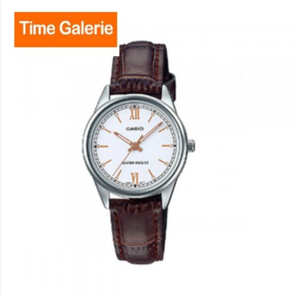 Casio LTP-V005L-7B3 Quartz White Dial Stainless Steel Case Brown Leather Strap Women's Watch Casio LTP-V005L-7B3 Quartz White Dial Stainless Steel Case Brown Leather Strap Women's Watch