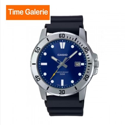 Casio General MTP-VD01-2EV Black Resin Band Men Watch Casio General MTP-VD01-2EV Black Resin Band Men Watch