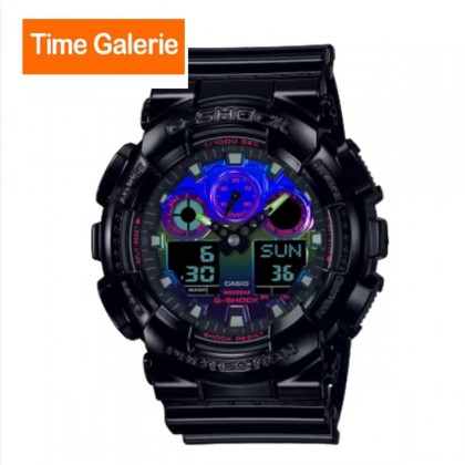 Casio G-Shock Virtual Rainbow Series GA-100RGB-1A Black Resin Band Men Sport Watch