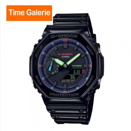 Casio G-Shock Virtual Rainbow Series GA-2100RGB-1A Black Resin Band Men Sport Watch