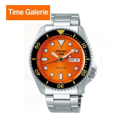 Seiko 5 Sports Superman SRPD59K1 Automatic 100M Orange Dial Stainless Steel Bracelet Men's Watch 