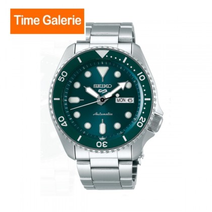 Seiko 5 Sports Superman SRPD61K1 Automatic 100M Green Dial Silver Stainless Steel Bracelet Men's Watch 