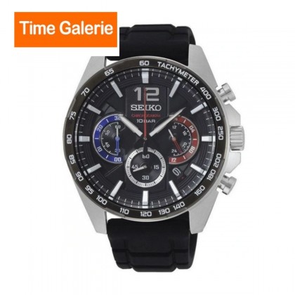 Seiko Gents SSB347P1 Sport Chronograph 100m Black Dial Black Silicone Band Watch Seiko Gents SSB347P1 Sport Chronograph 100m Black Dial Black Silicone Band Watch