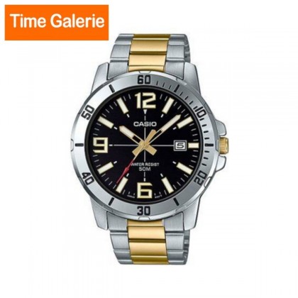 Casio General MTP-VD01SG-1BV Men's Two Tone Stainless Steel Black Dial Casual Analog Sporty Watch Casio General MTP-VD01SG-1BV Men's Two Tone Stainless Steel Black Dial Casual Analog Sporty Watch