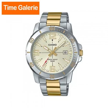 Casio General MTP-VD01SG-9BV Men's Enticer Two Tone Stainless Steel Gold Dial Casual Analog Sporty Watch Casio General MTP-VD01SG-9BV Men's Enticer Two Tone Stainless Steel Gold Dial Casual Analog Sporty Watch