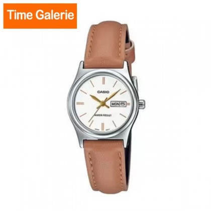 Casio General LTP-V006L-7B2 Quartz Chrome Plated Case Brown Leather Strap Women's Watch Casio General LTP-V006L-7B2 Quartz Chrome Plated Case Brown Leather Strap Women's Watch